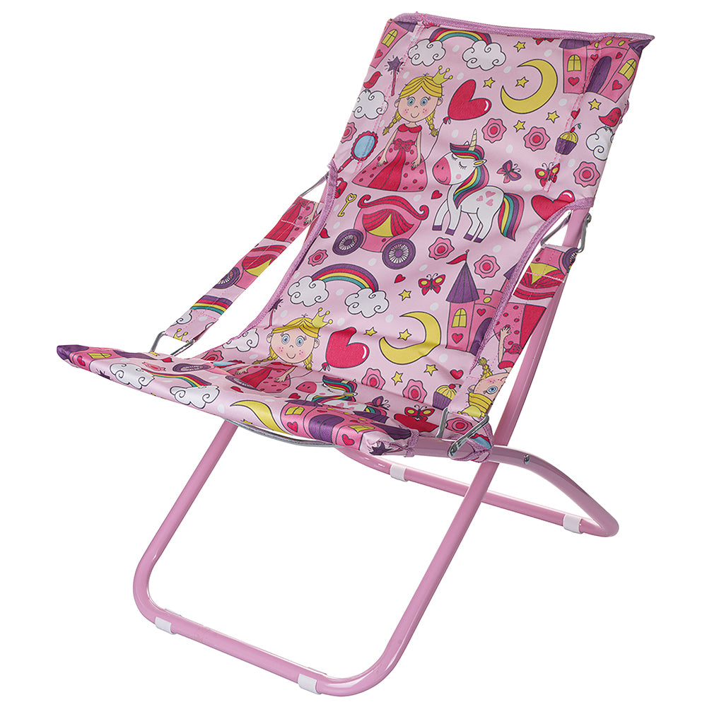 Transat de jardin ou de plage pour enfant avec structure en métal et assise en polyester 600D