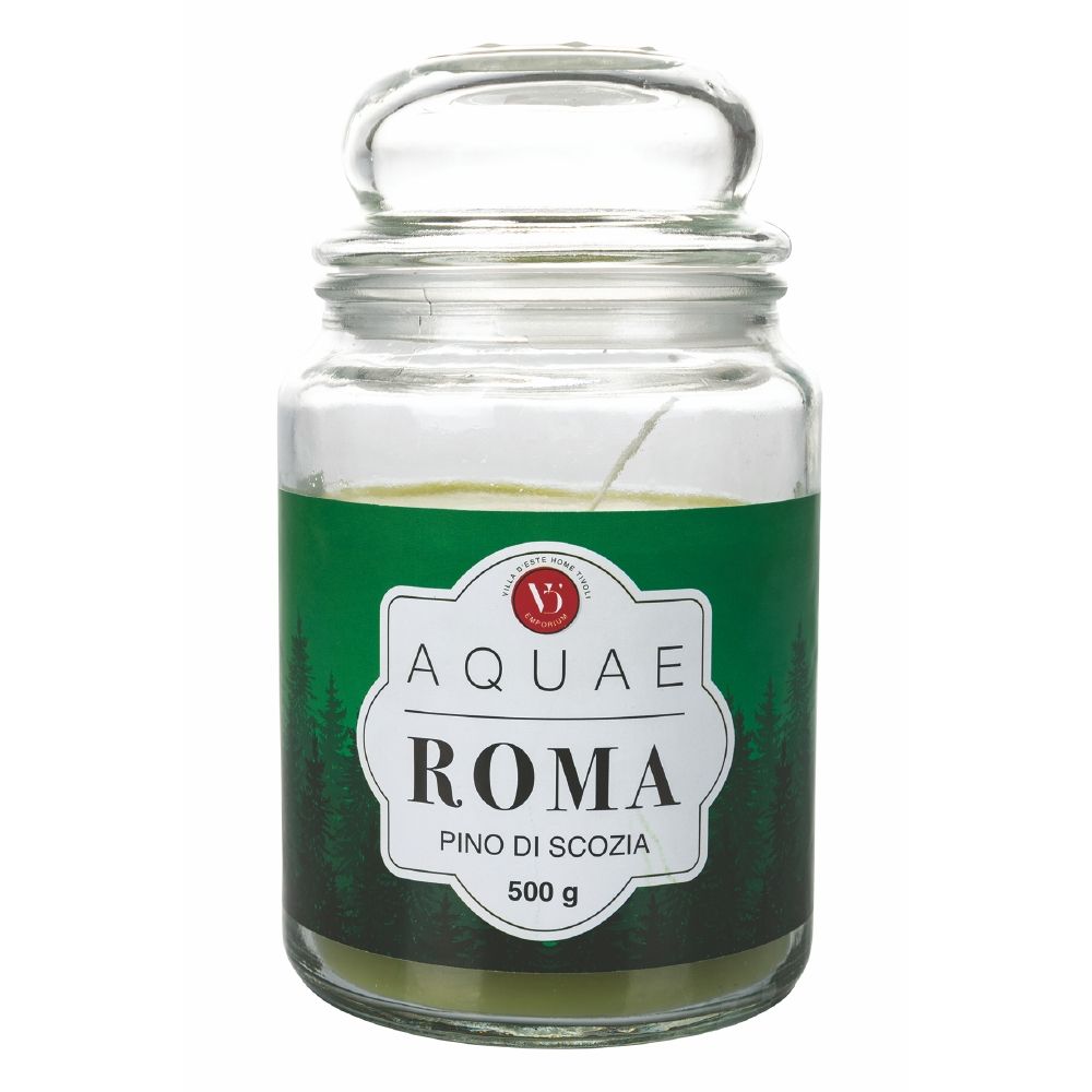 Bougie de cire en pot en verre de pin scotch Aquae Roma 500gr