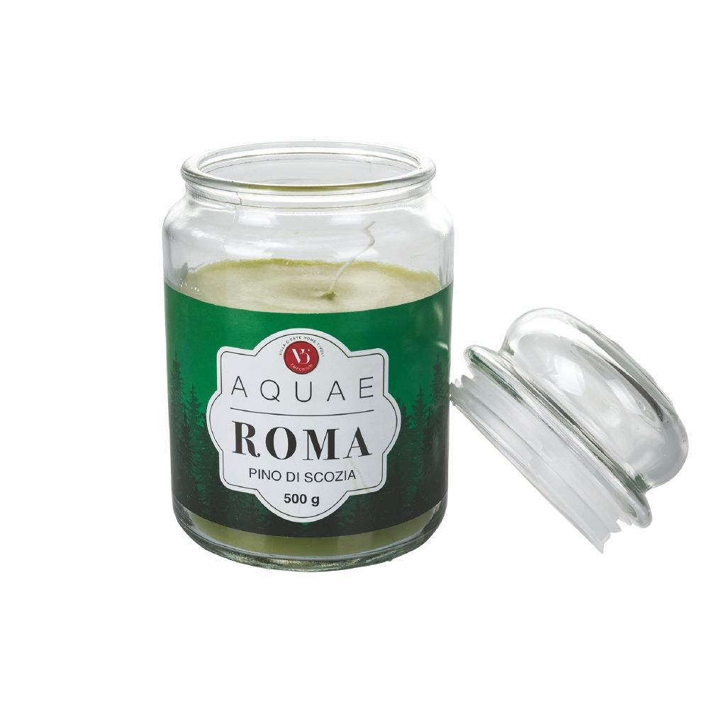 Bougie de cire en pot en verre de pin scotch Aquae Roma 500gr