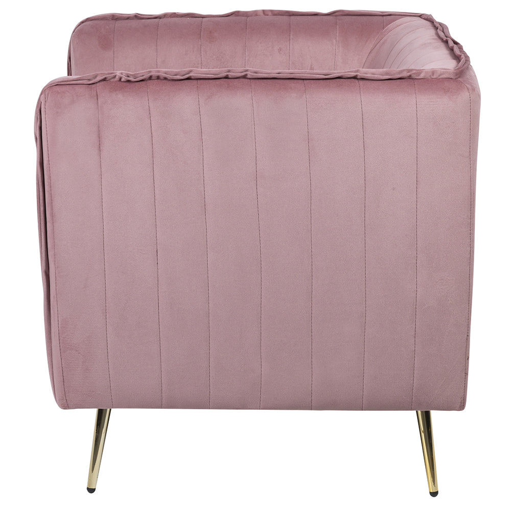 Fauteuil vintage rose 73x75x82 cm en bois revêtement polyester effet velours Sibilla