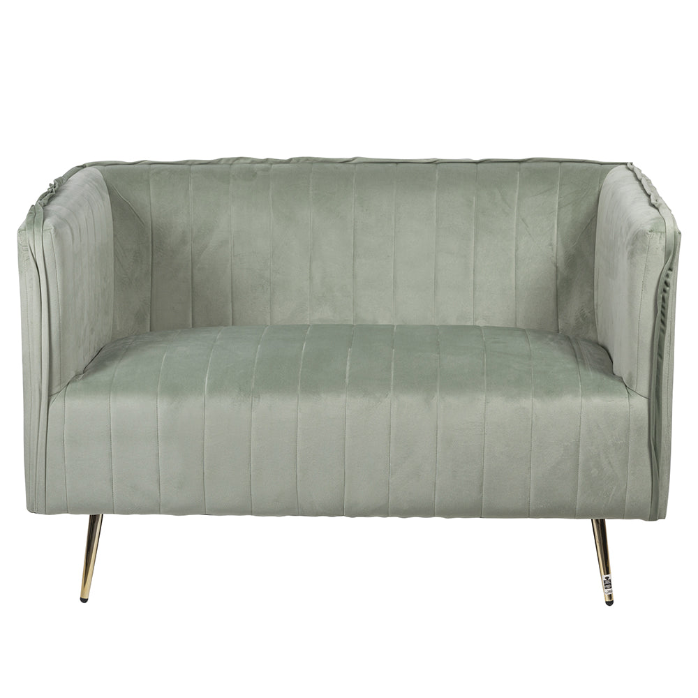 Canapé 2 places vintage vert 126x75x82 cm en bois revêtement polyester effet velours Sibilla