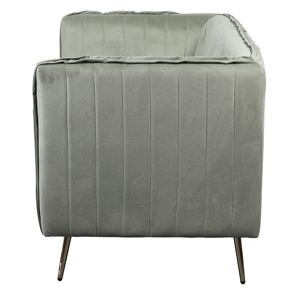 Canapé 2 places vintage vert 126x75x82 cm en bois revêtement polyester effet velours Sibilla