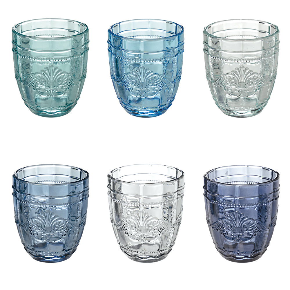 Coffret de 6 verres à eau 265 ml en verre à décor arabesque Syrah Océan