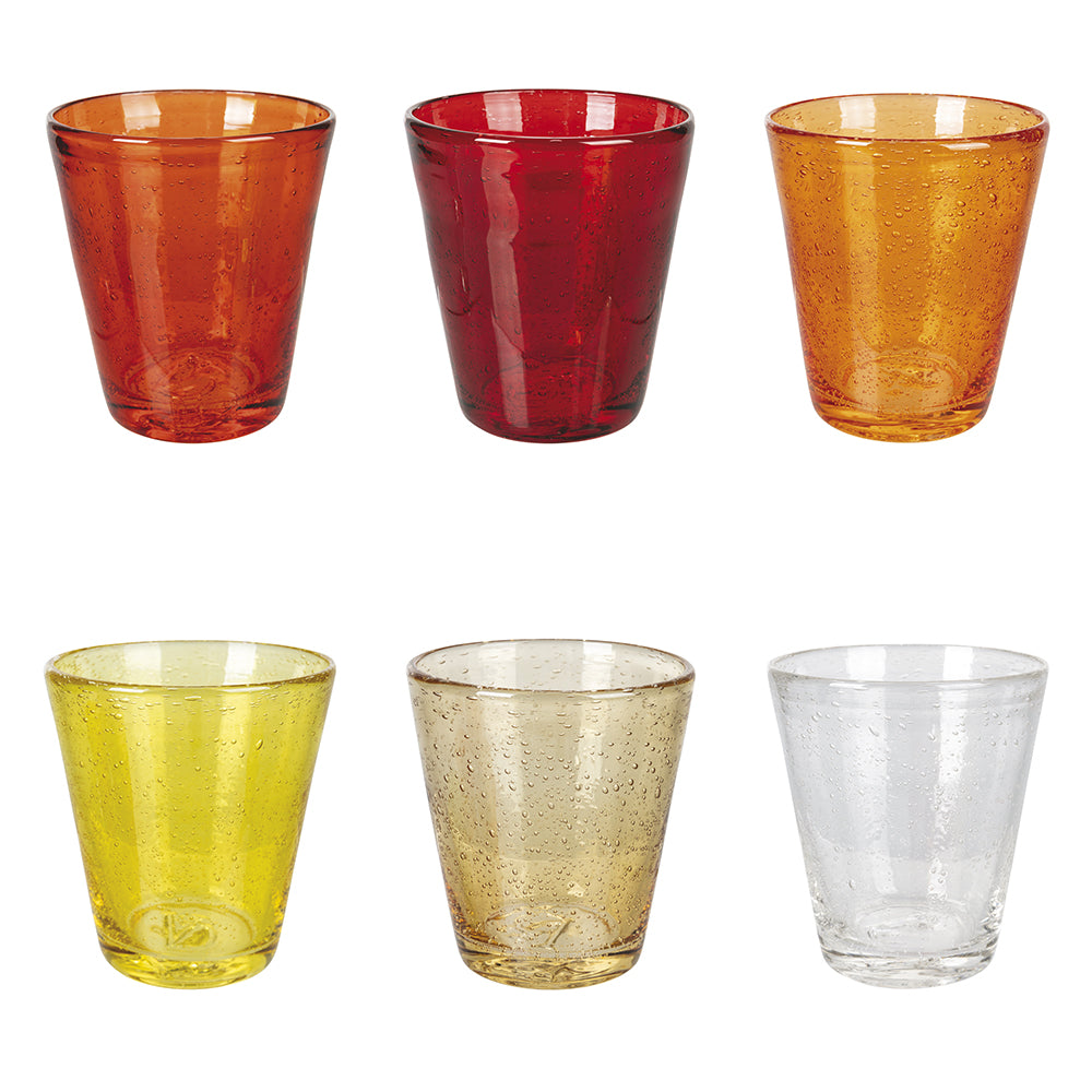 Set de 6 verres à eau 330 ml en pâte de verre soufflé Cancun Sunset