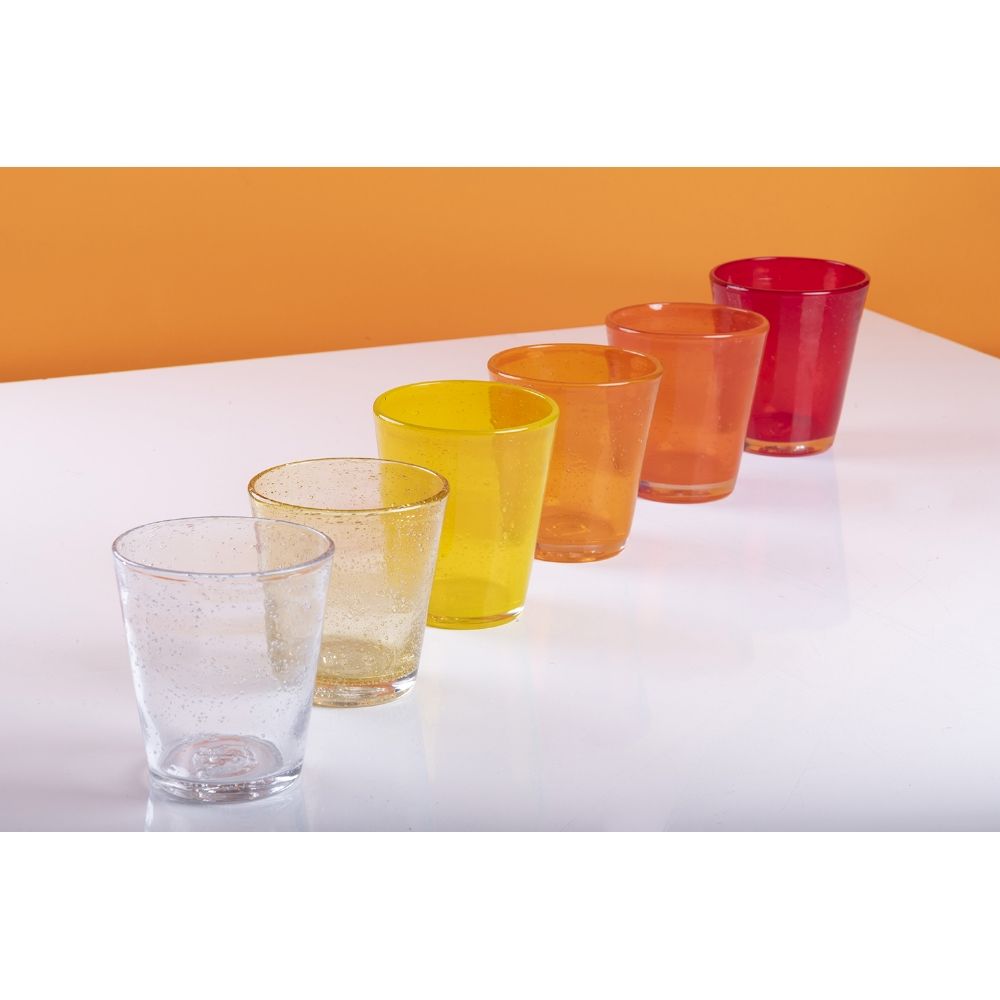 Set de 6 verres à eau 330 ml en pâte de verre soufflé Cancun Sunset