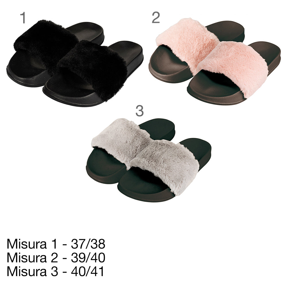 Chaussons avec fausse fourrure douce et semelle EVA, confort maximal en plumes