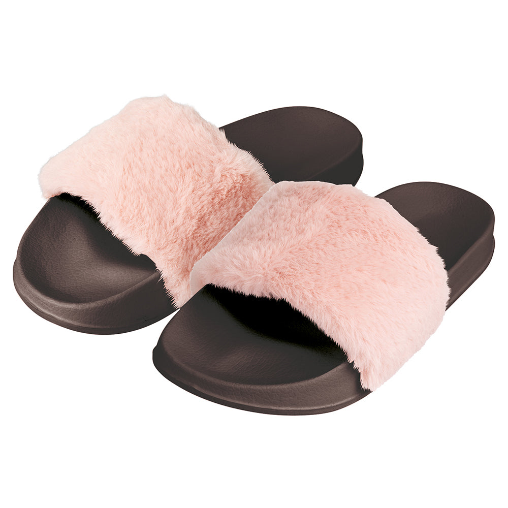 Chaussons avec fausse fourrure douce et semelle EVA, confort maximal en plumes