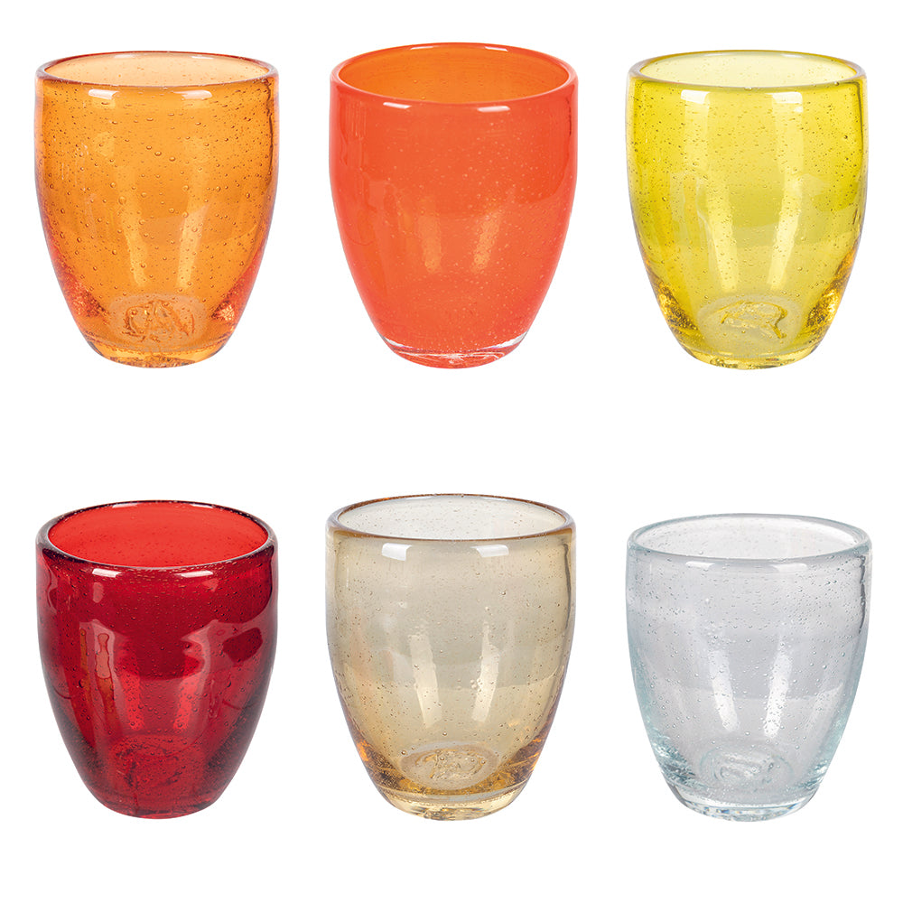 Coffret de 6 verres à eau 300 ml en pâte de verre soufflé Acapulco Sunset