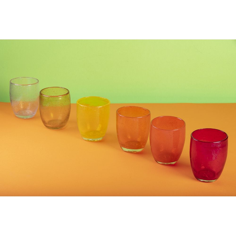 Coffret de 6 verres à eau 300 ml en pâte de verre soufflé Acapulco Sunset