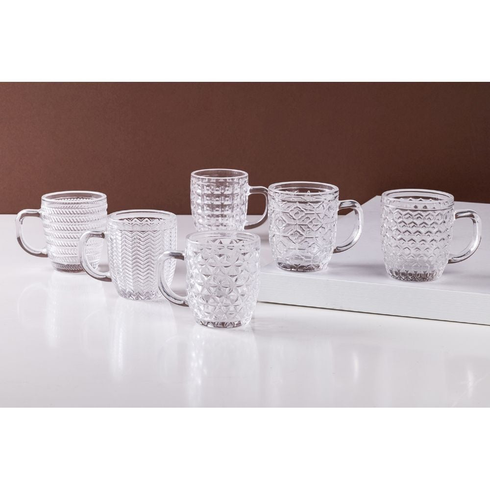 Set de 6 tasses à café en verre 90 ml Géométries