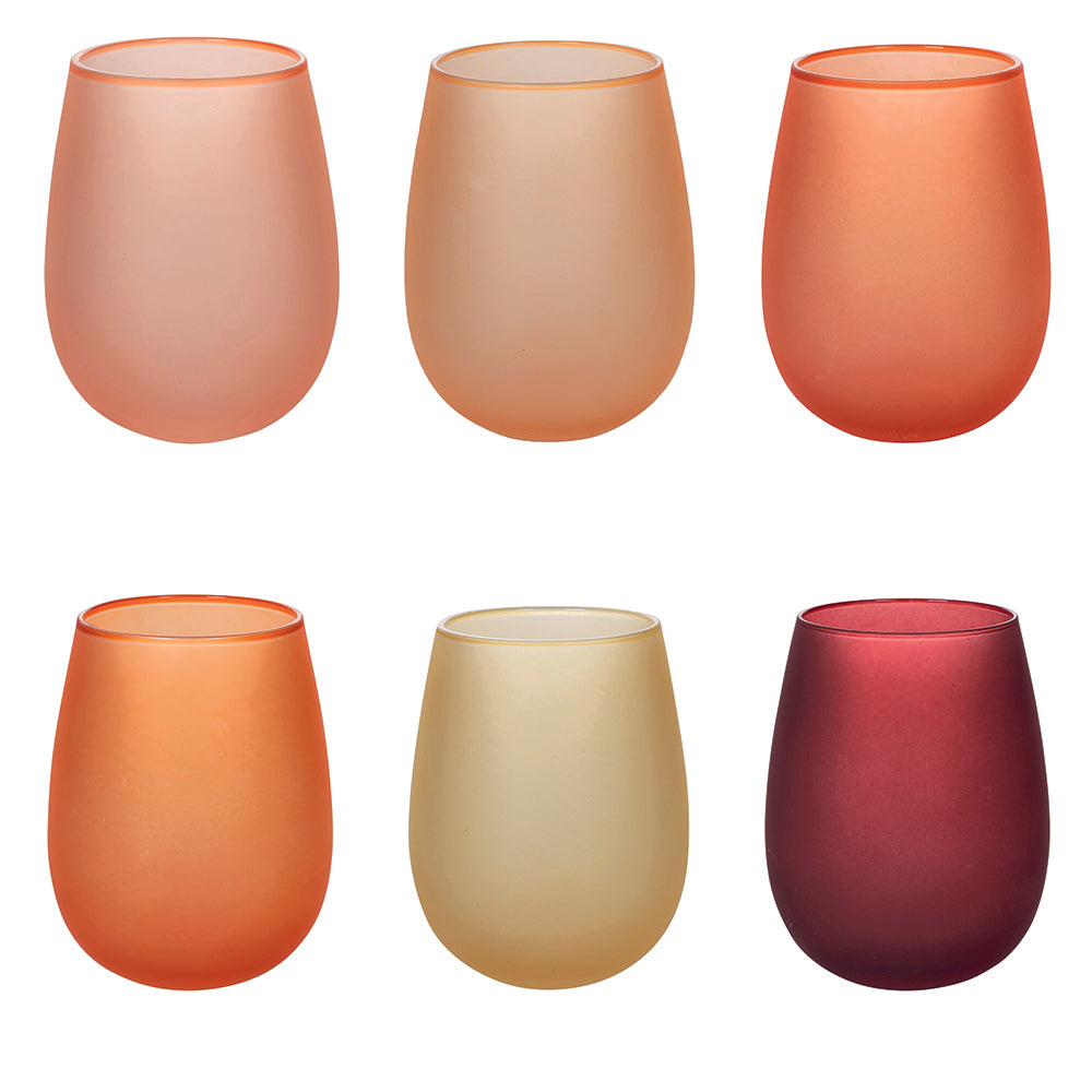 Lot de 6 verres à eau 600 ml givrés en verre Happy Hour Sunset