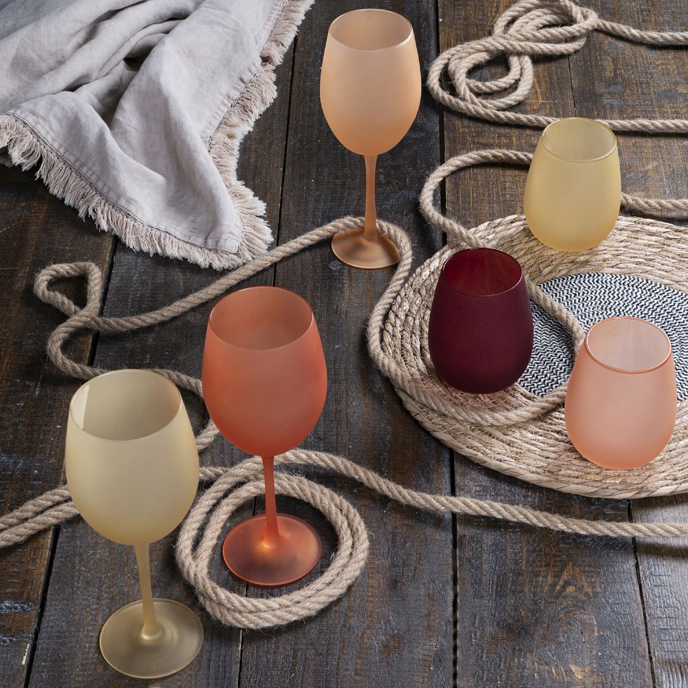 Lot de 6 verres à eau 600 ml givrés en verre Happy Hour Sunset