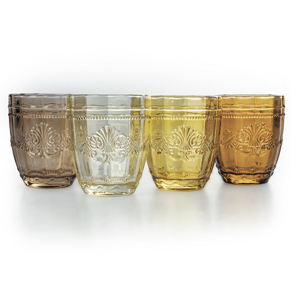 Coffret de 4 verres à eau 265 ml en verre à décor arabesque Syrah Chocolat