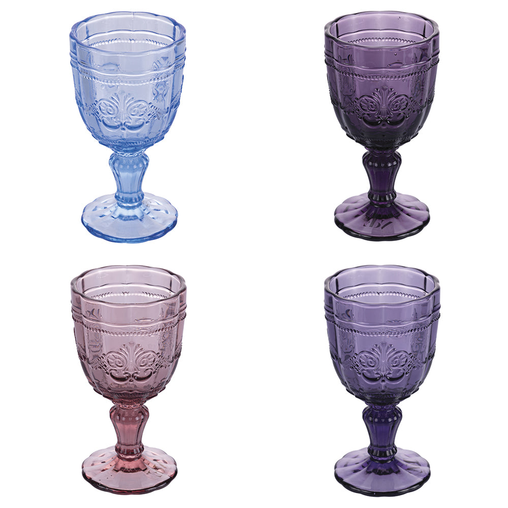 Coffret de 4 verres 265 ml en verre à décor guilloché Syrah Provence