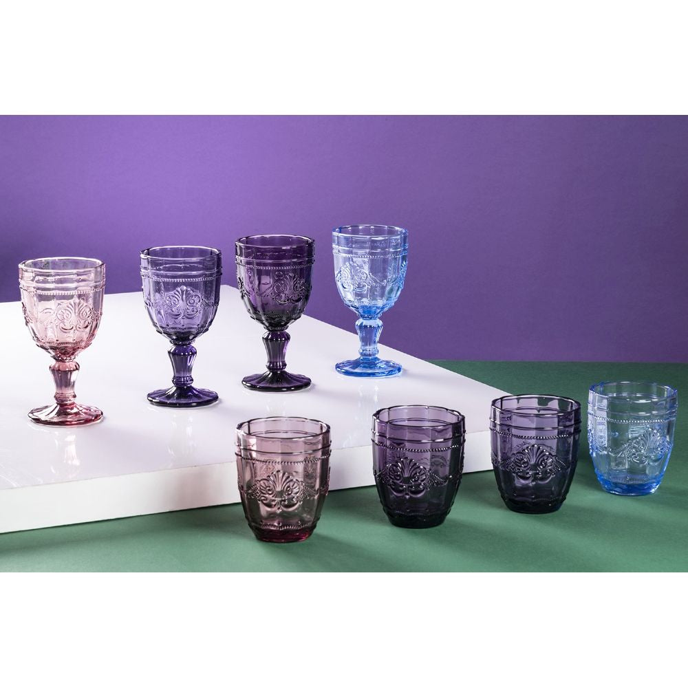 Coffret de 4 verres 265 ml en verre à décor guilloché Syrah Provence