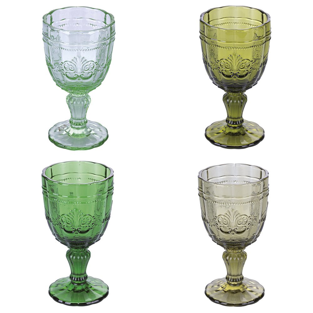 Coffret de 4 verres 265 ml en verre transparent à décor arabesque Syrah Verdure