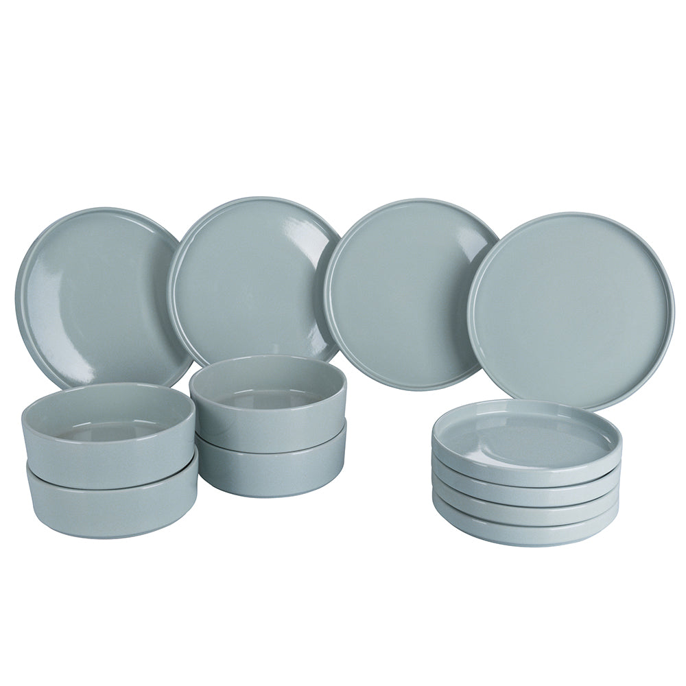 Coffret 12 pièces en grès cérame pour 4 couverts Gourmet Turquoise