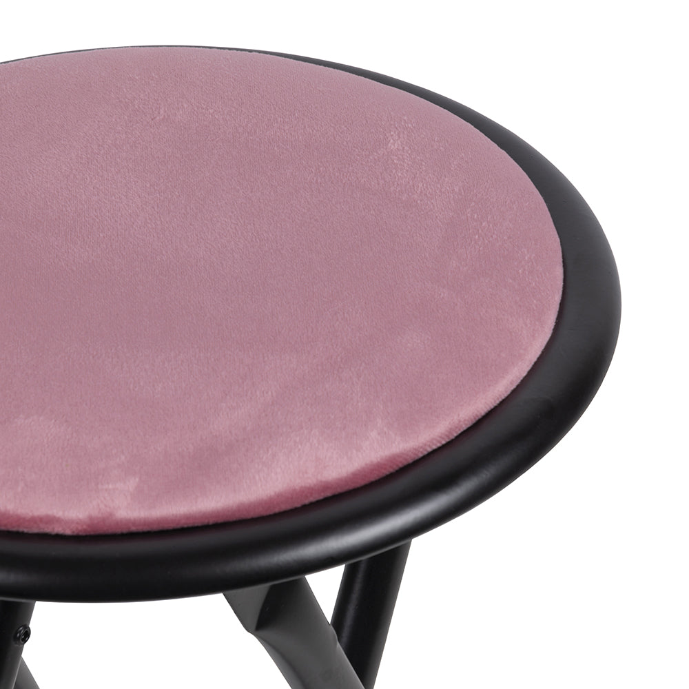 Tabouret pliant peu encombrant h70 cm avec assise rembourrée effet velours