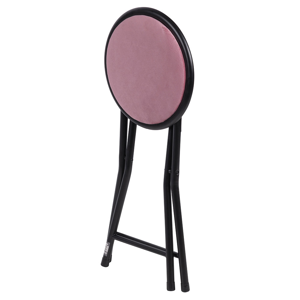 Tabouret pliant peu encombrant h70 cm avec assise rembourrée effet velours