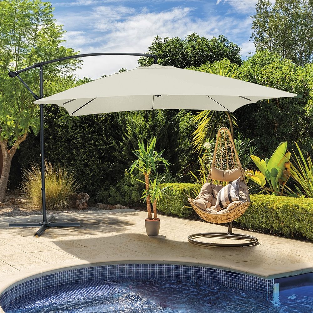 Parasol de jardin 3x3 m avec mât latéral en acier au carbone avec ouverture à manivelle Bavaria