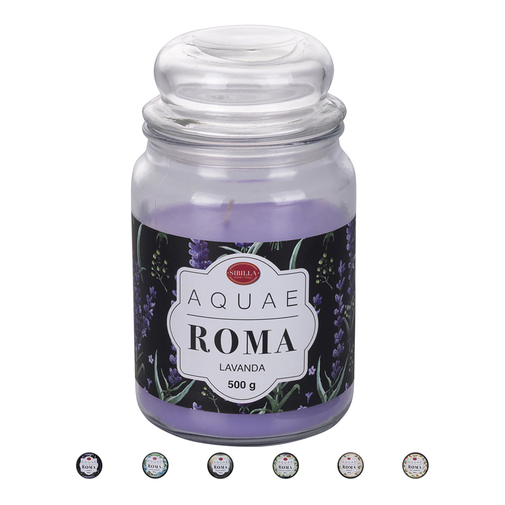 Grande bougie en cire parfumée 500g en pot verre Aquae Roma Sibilla