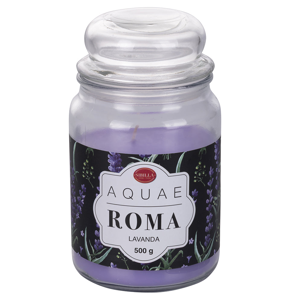 Grande bougie en cire parfumée 500g en pot verre Aquae Roma Sibilla