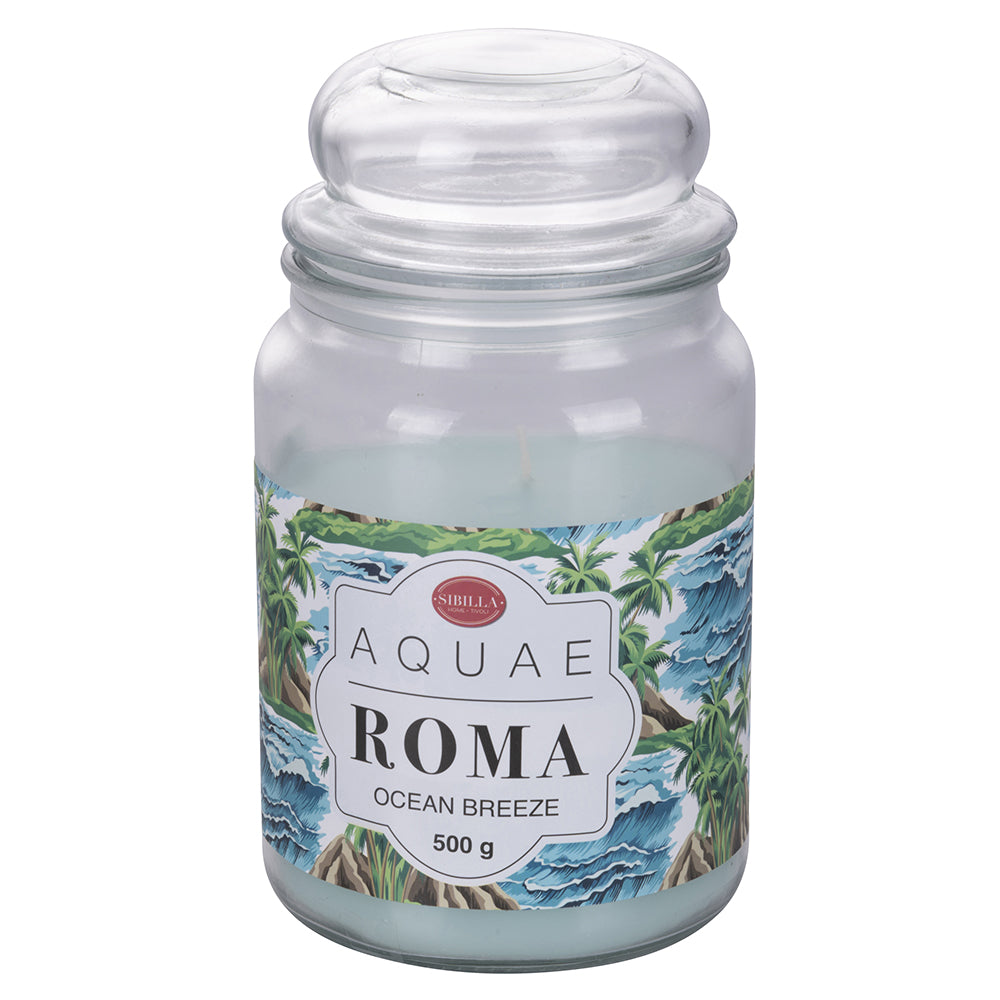 Grande bougie en cire parfumée 500g en pot verre Aquae Roma Sibilla