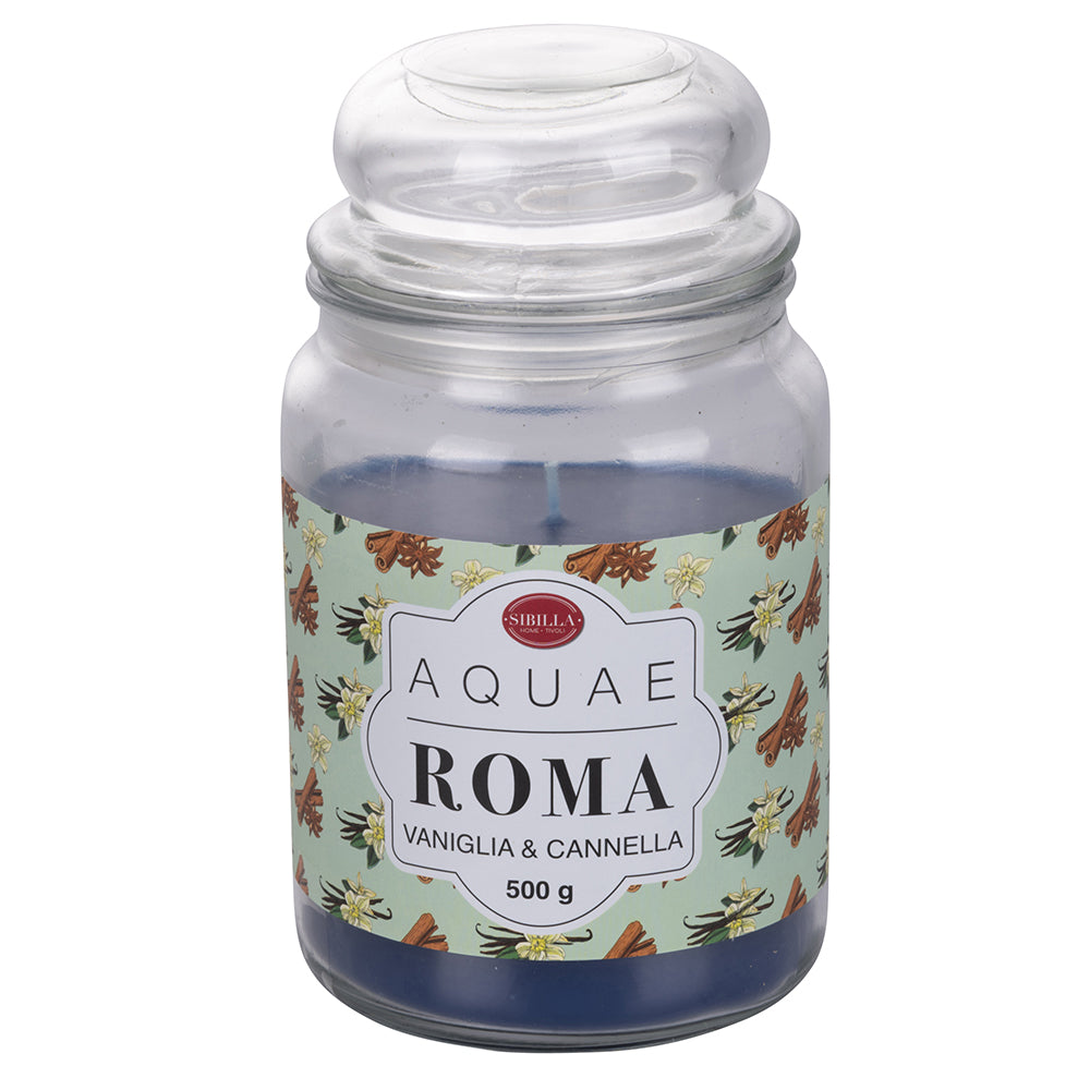 Grande bougie en cire parfumée 500g en pot verre Aquae Roma Sibilla