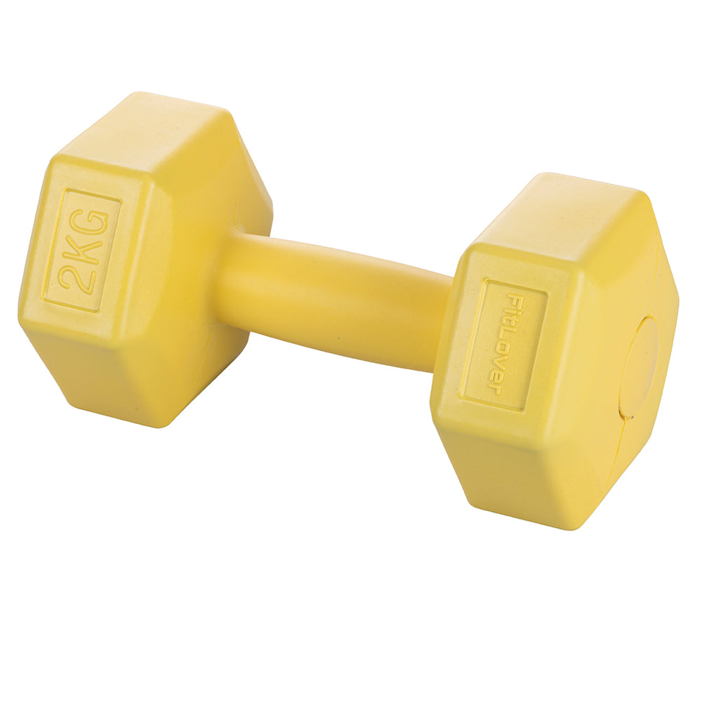 Manubrio colorato da 1 a 6 Kg rivestito in plastica per fitness e muscolatura FitLover