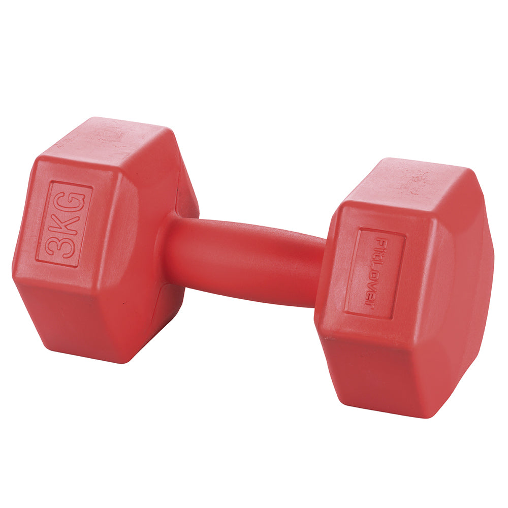 Manubrio colorato da 1 a 6 Kg rivestito in plastica per fitness e muscolatura FitLover