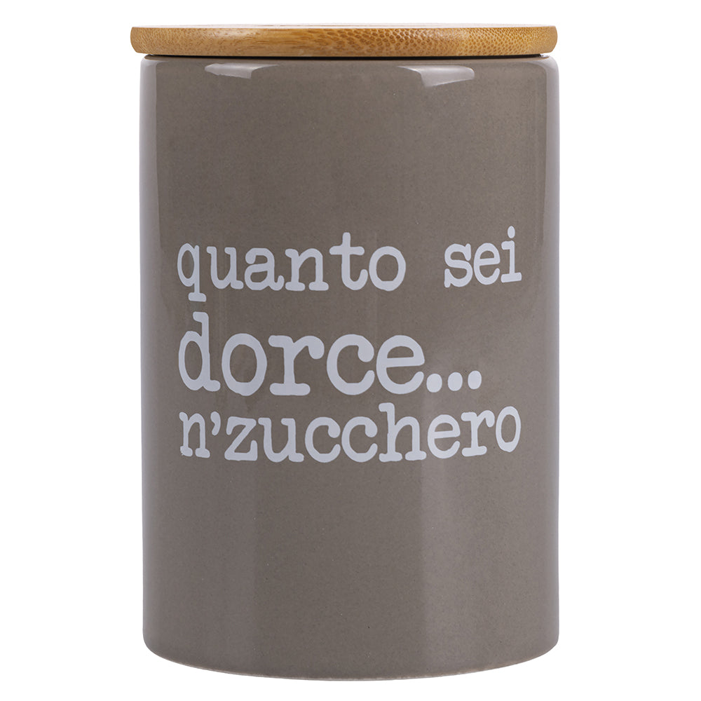 Barattolo per zucchero 850 ml ceramica coperchio bamboo sigillato decorazione romanesco cucina elegante