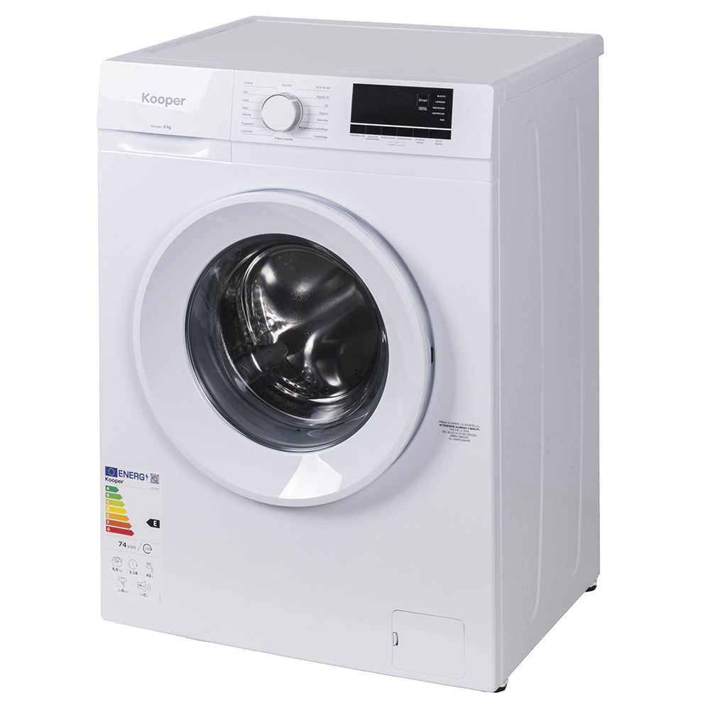 Lave-linge 6 Kg avec 15 programmes automatiques 1000 RPM blanc Kooper