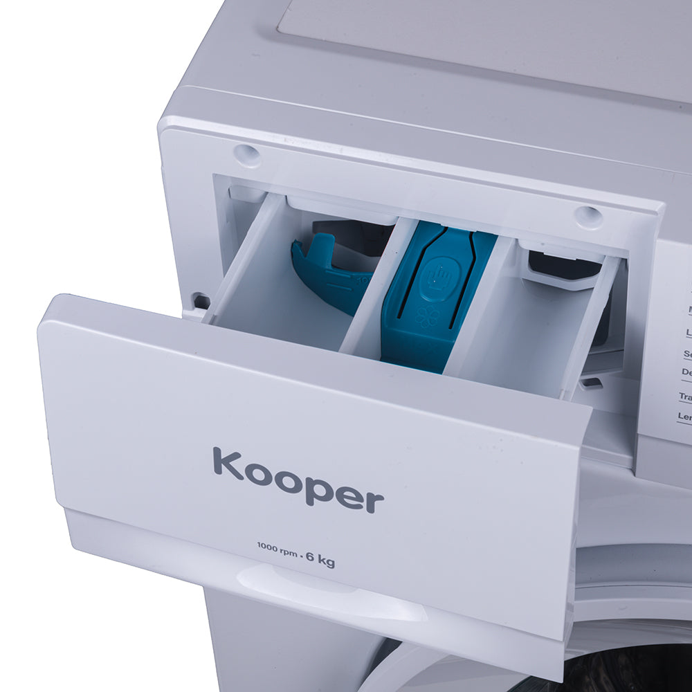 Lave-linge 6 Kg avec 15 programmes automatiques 1000 RPM blanc Kooper