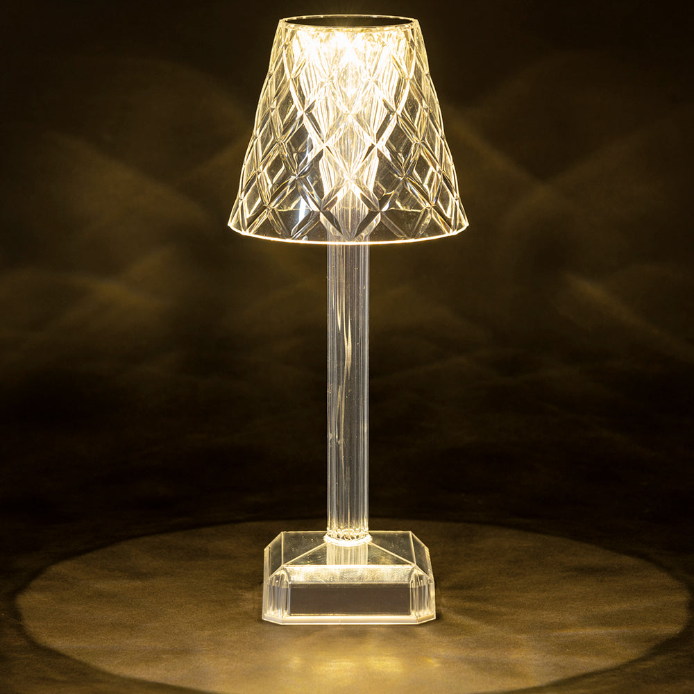 Lampe de table tactile transparente rechargeable avec 3 températures de lumière Diamond Crystal