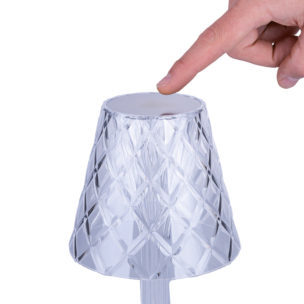 Lampe de table tactile transparente rechargeable avec 3 températures de lumière Diamond Crystal