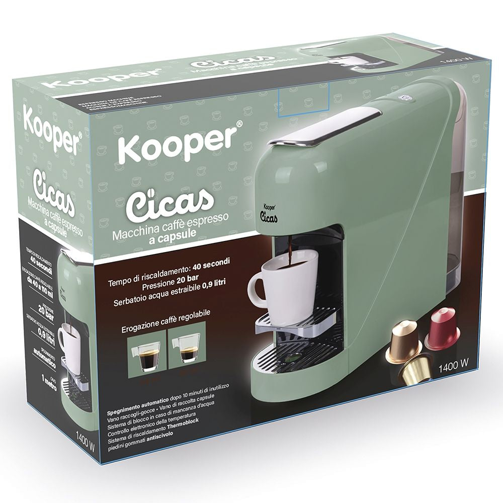 Machine à café expresso à capsules Cicas Kooper 1400 W aigue-marine