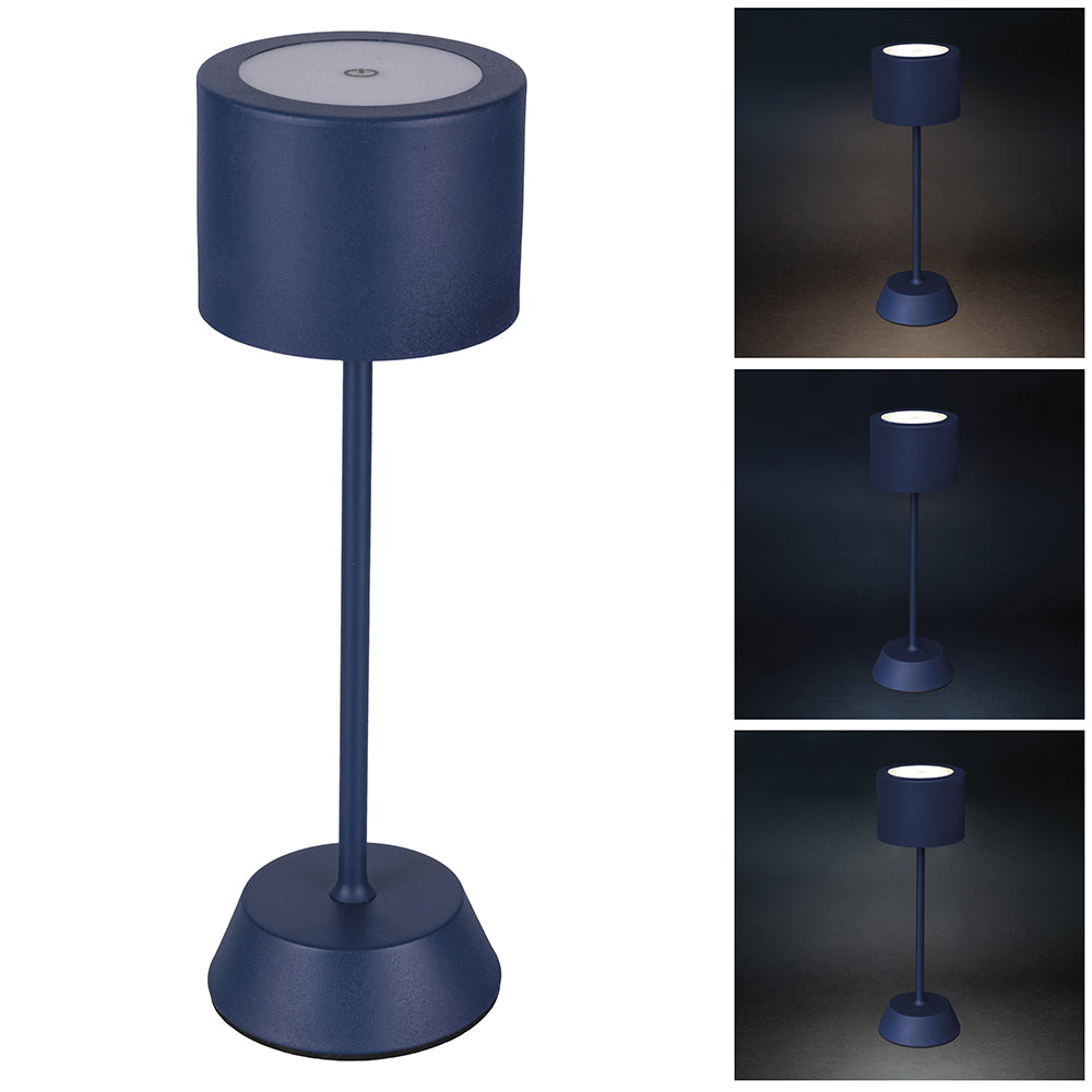 Lampe de table Aladina avec capteur tactile rechargeable 3 intensités de luminosité bleue