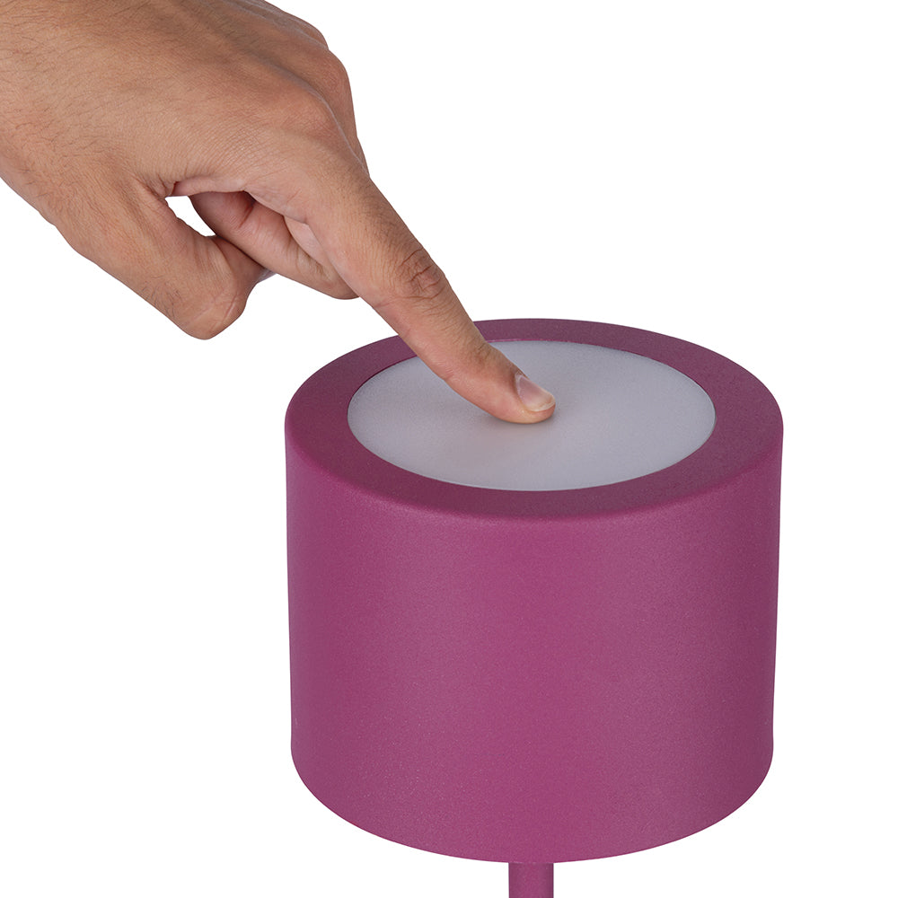 Lampe de table Aladina fuchsia avec capteur tactile rechargeable 3 intensités de luminosité