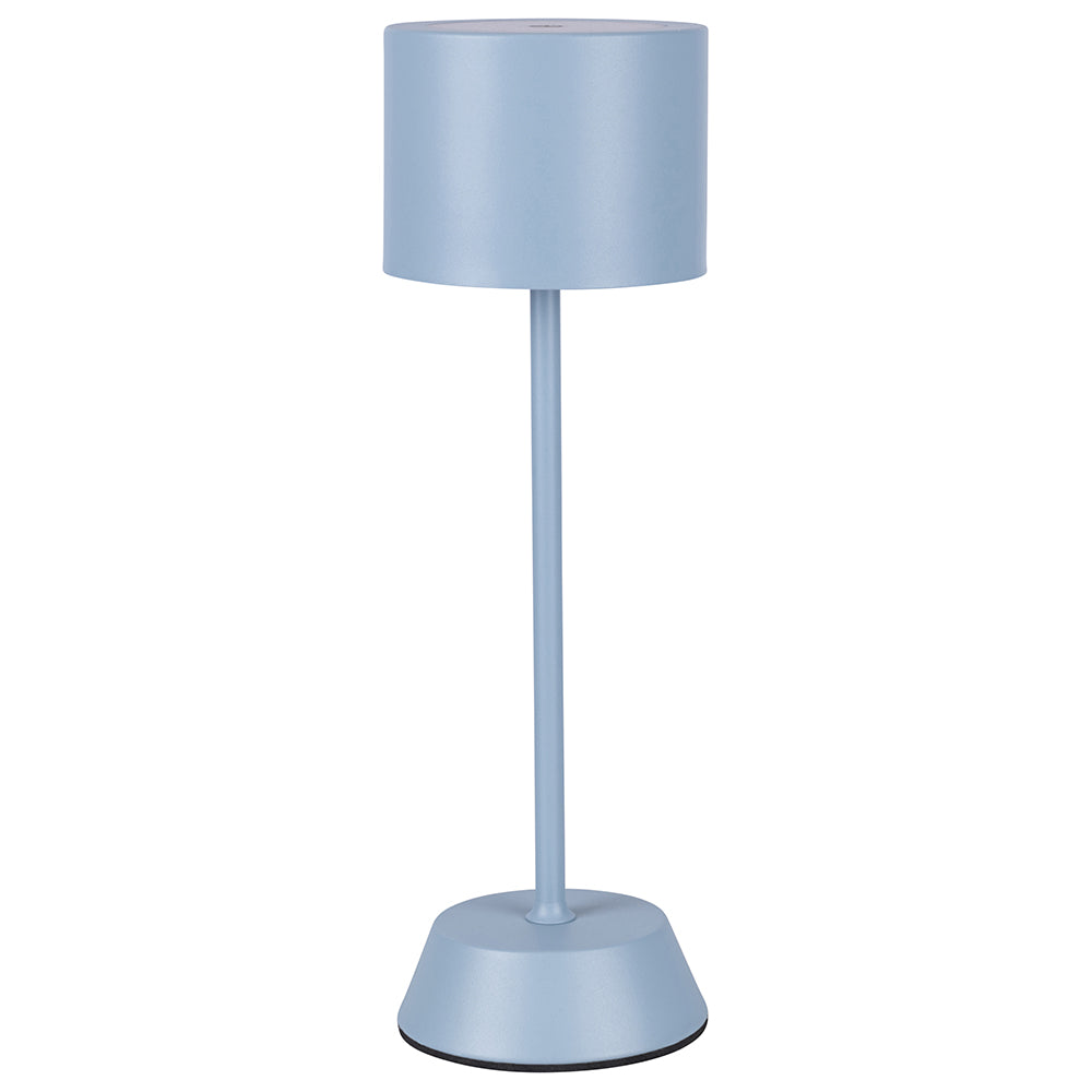 Lampe de table Aladina bleu poudré avec capteur tactile rechargeable 3 intensités de luminosité