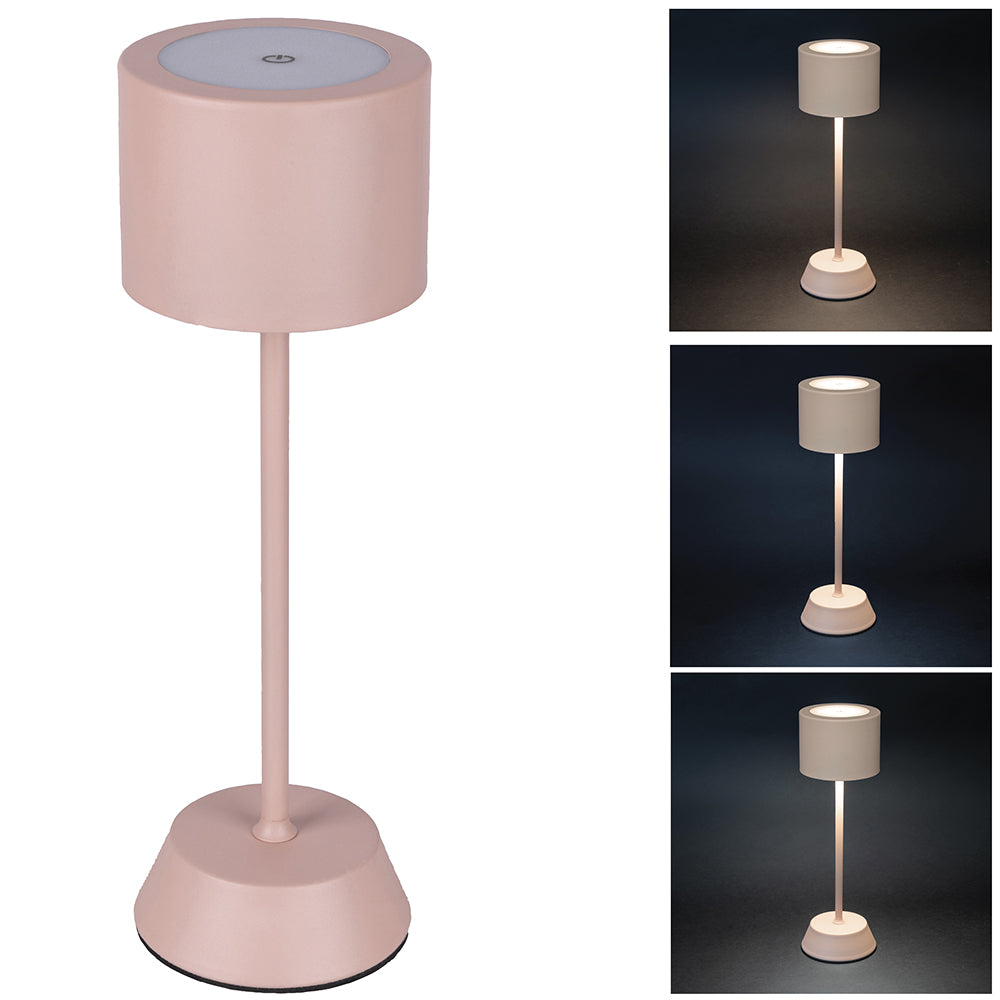 Lampe de table Aladina avec capteur tactile rechargeable 3 intensités de luminosité rose poudré