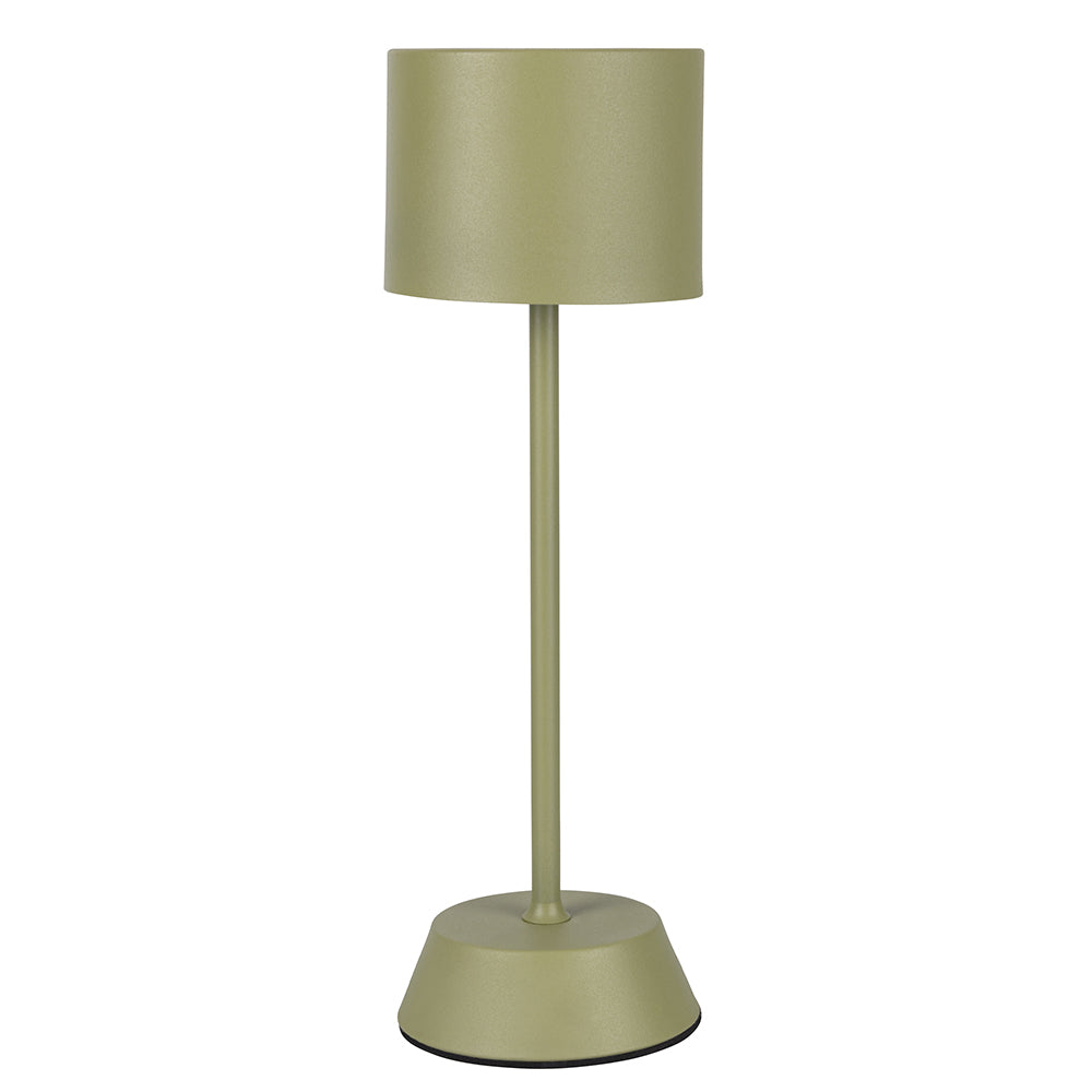 Lampe de table Aladina vert militaire avec capteur tactile rechargeable 3 intensités de luminosité