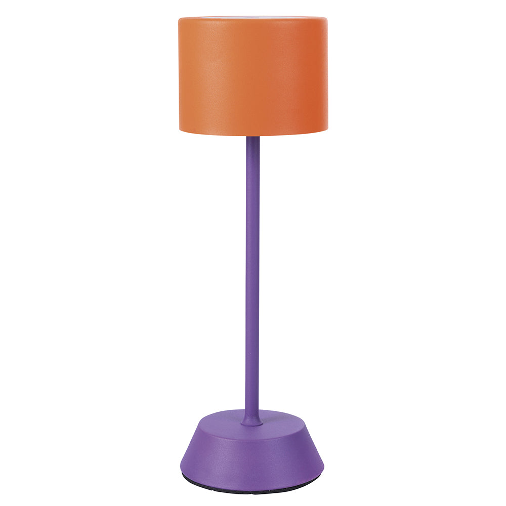 Lampada da tavolo touch ricaricabile con 3 intensità di luce arancione e viola design moderno ed elegante per interni ed esterni