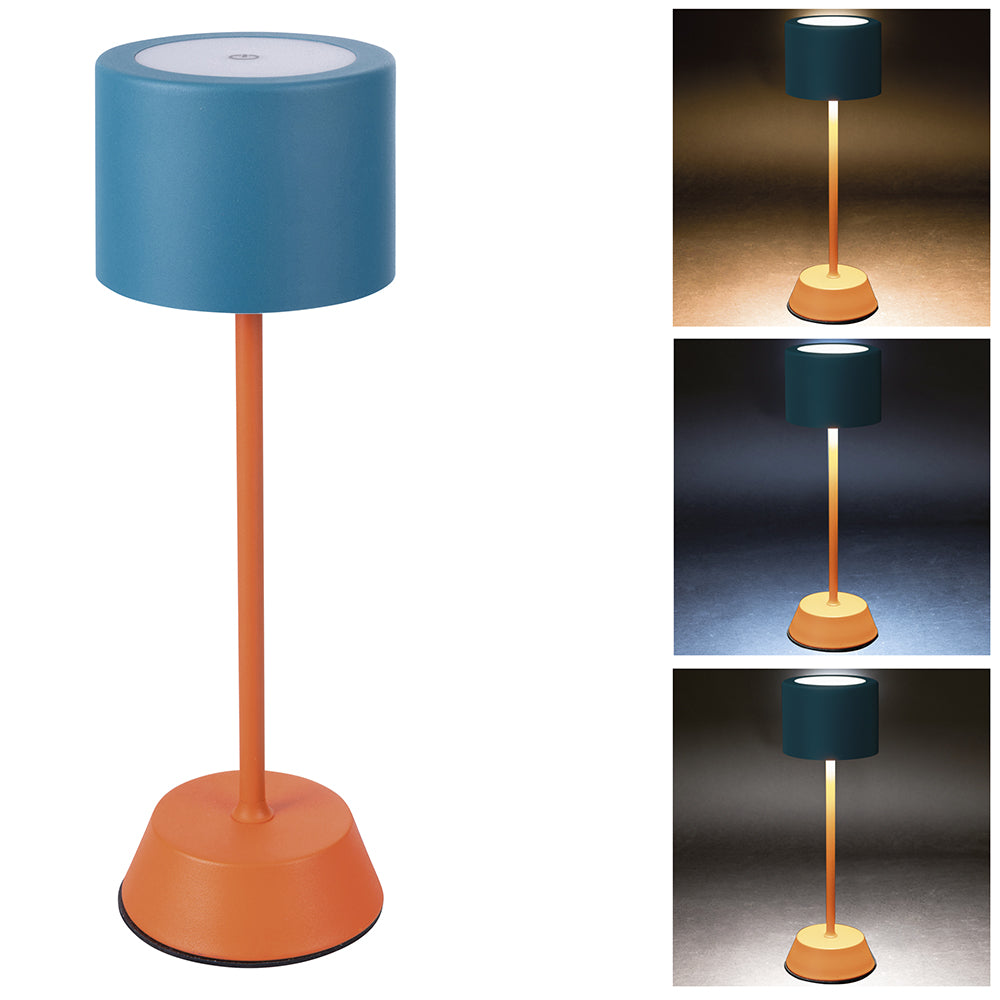 Lampada da tavolo touch sensore a sfioro 3 intensità illuminazione ricaricabile arancione ottanio elegante moderna