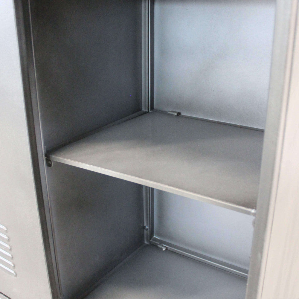 Mobile in acciaio e legno con ripiani e ante scorrevoli 116x40xH77 cm