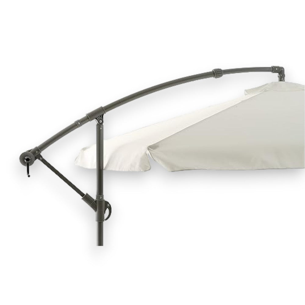 Parasol de jardin rond blanc 330 cm avec mât latéral et système d'ouverture à manivelle