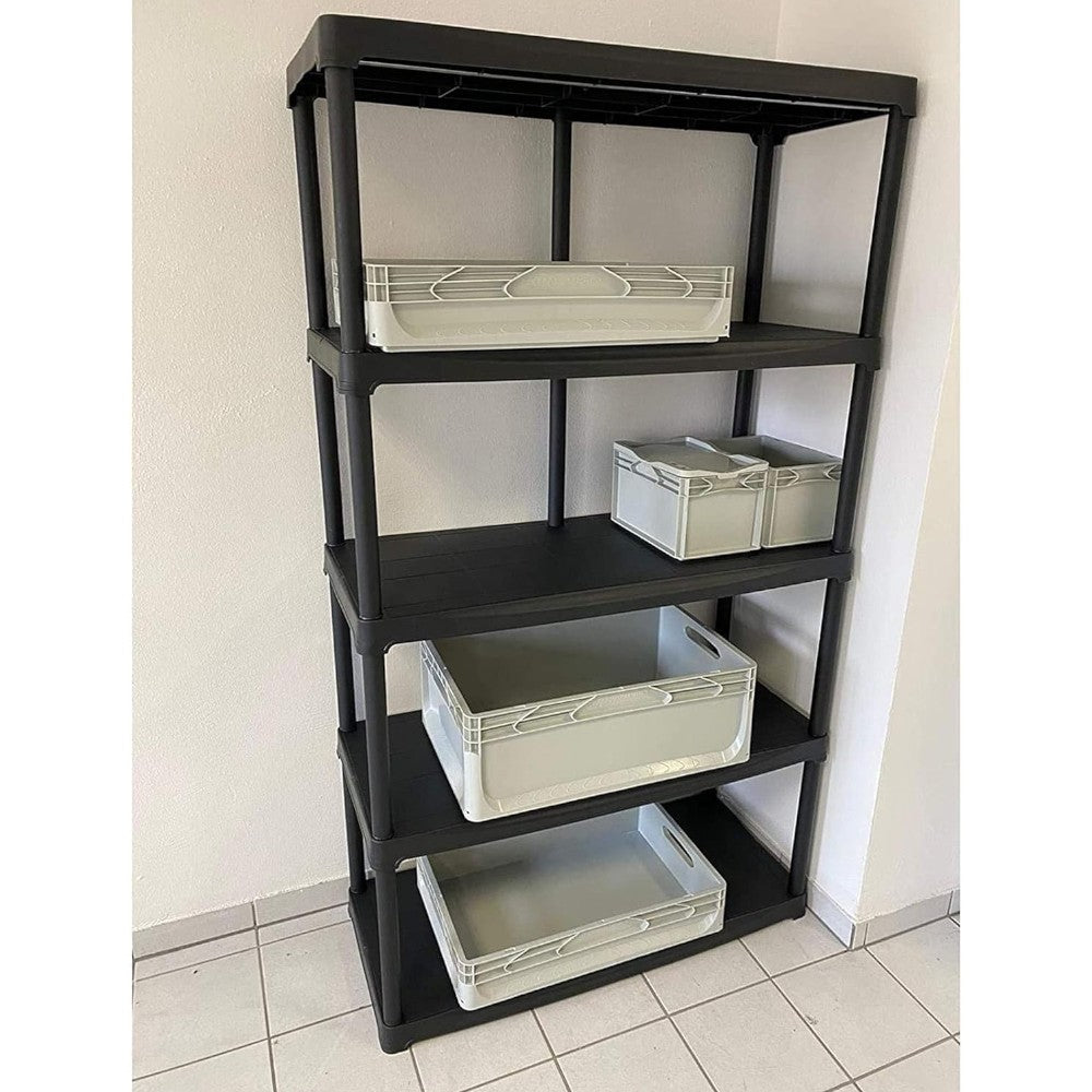 Kit étagères en polypropylène haute résistance 5 étagères avec renfort central 300 Kg max