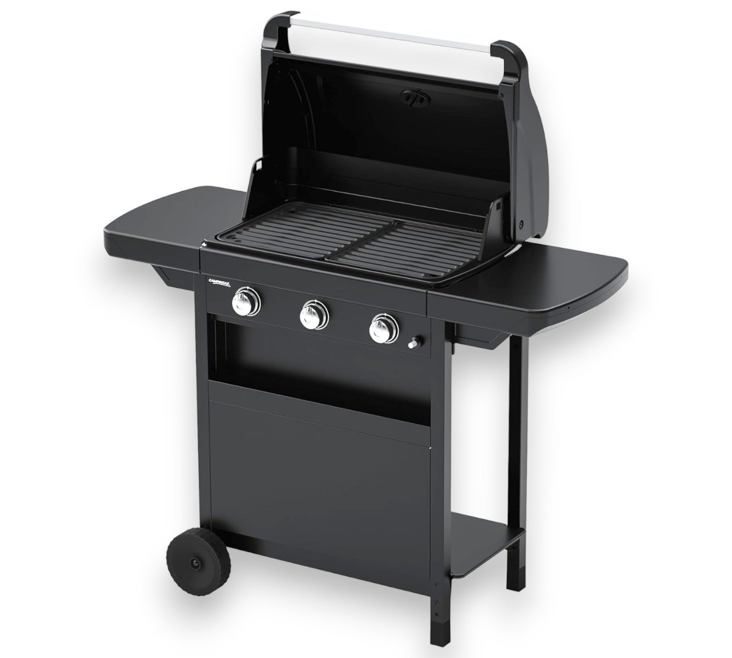 Barbecue à gaz 3 feux dans four en acier avec thermomètre et étagères rabattables COMPACT 3L