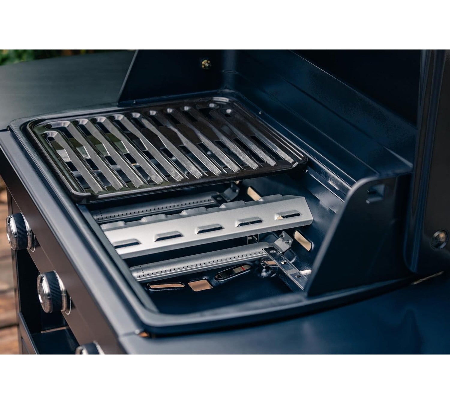 Barbecue à gaz 3 feux dans four en acier avec thermomètre et étagères rabattables COMPACT 3L