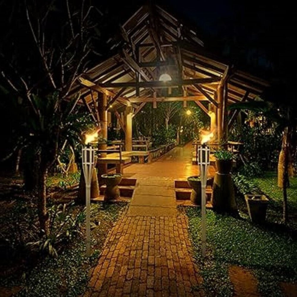 Torche de table anti-moustiques en bambou avec base de support pour usage extérieur