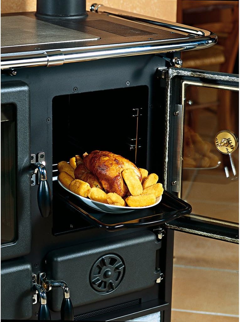 Cuisine Poêle à bois avec revêtement en majolique 7,2 kW Rosetta Liberty bordeaux